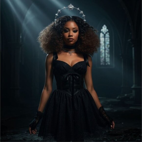 Crystal Gazer Rhinestone Dress W/ Lace-Up Underbust & Double Petticoat – NWT S - Picture 4 of 5